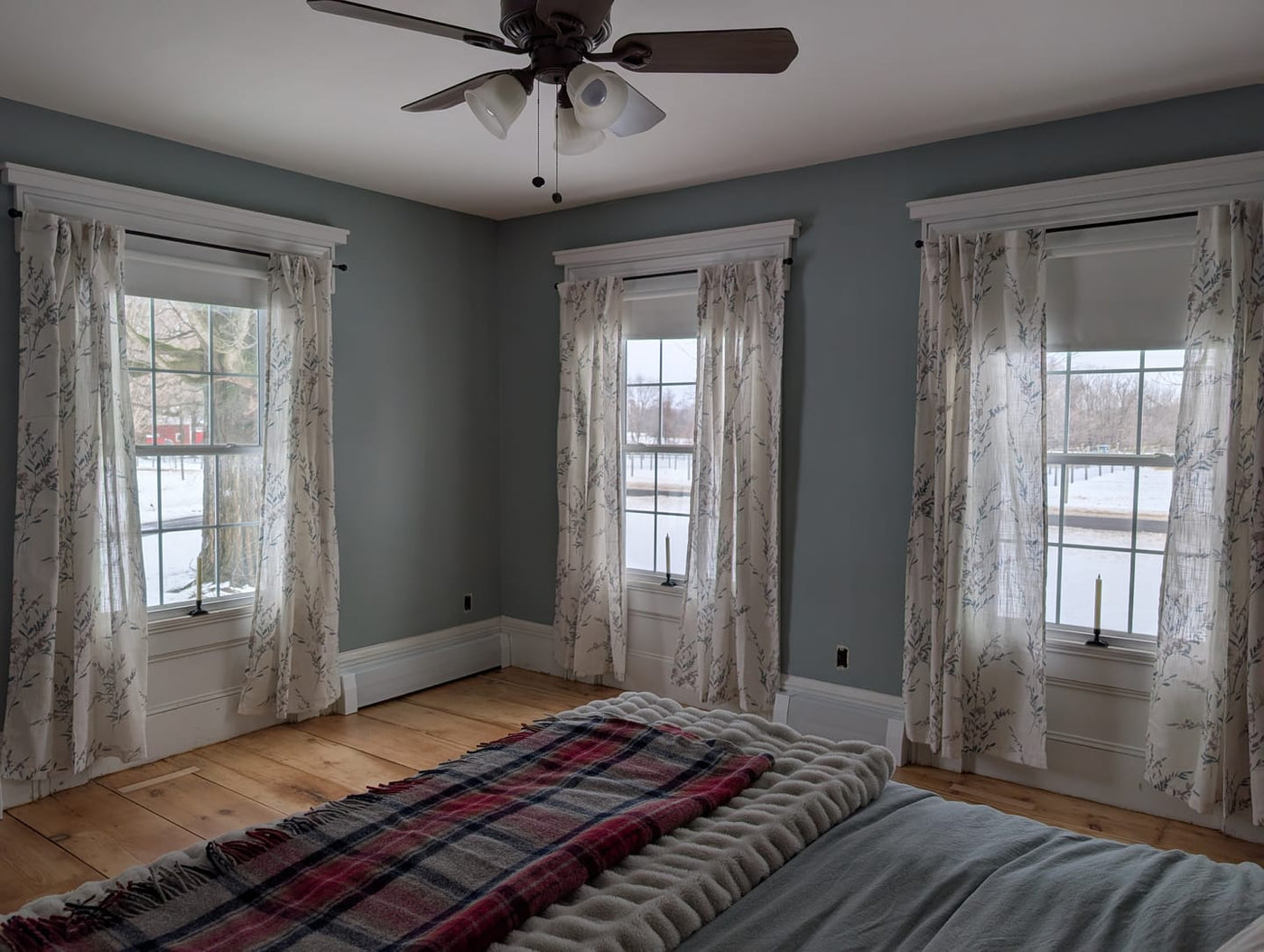 Room with new baseboard heater cover installed